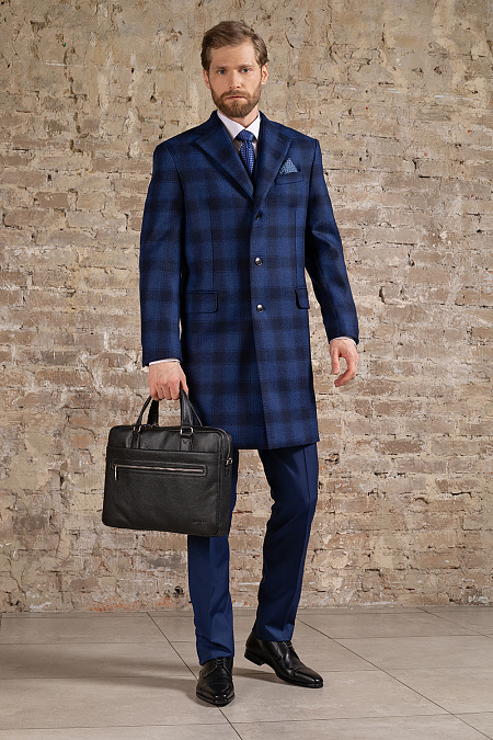Кашемировое пальто в клетку для мужчин бренда Meucci (Италия), арт. MI 5300191/11905 - фото. Цвет: Синий в клетку. Купить в интернет-магазине https://shop.meucci.ru
