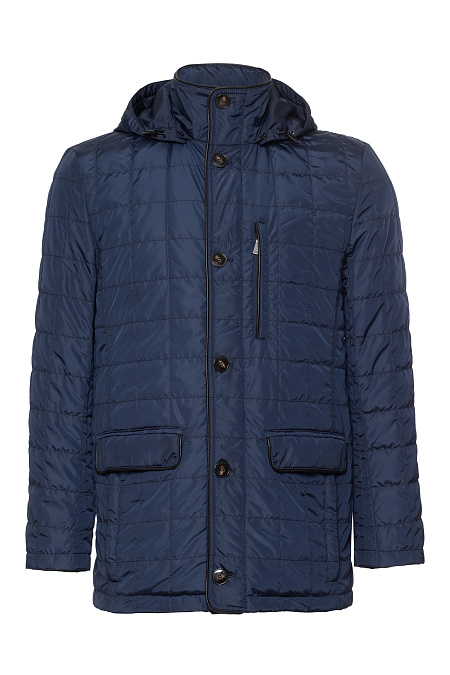 Утепленная куртка средней длины с капюшоном для мужчин бренда Meucci (Италия), арт. 2584 - фото. Цвет: Синий. Купить в интернет-магазине https://shop.meucci.ru
