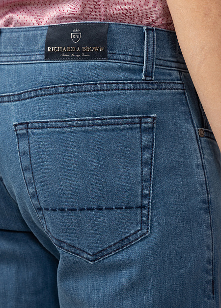 Мужские брендовые голубые джинсы арт. T44 MRZ/W00A Meucci (Италия) - фото. Цвет: Голубой. Купить в интернет-магазине https://shop.meucci.ru
