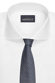 Синий галстук из шелка с цветным орнаментом (EKM212202-14)