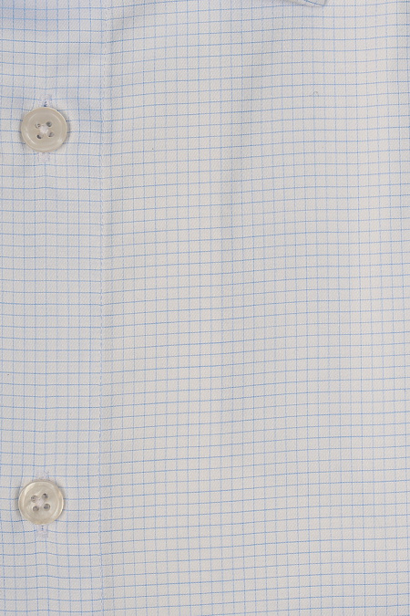 Модная мужская рубашка белая в тонкую голубую клетку арт. SL 9020 RL 0291 CEL/231122 от Meucci (Италия) - фото. Цвет: Белый, голубая клетка.

