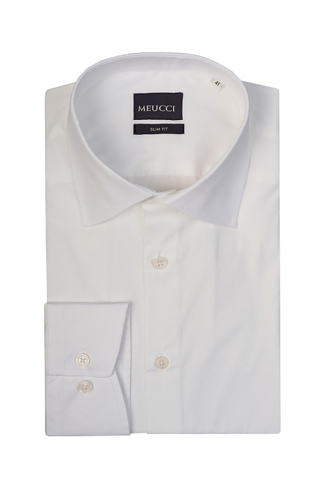 Модная мужская рубашка белого цвета  арт. SL 9020 RL 0191 BAS/231137 от Meucci (Италия) - фото. Цвет: Белый.
