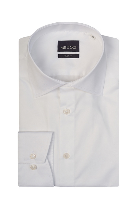 Модная мужская рубашка белого цвета  арт. SL 9020 RL 0191 BAS/231108 от Meucci (Италия) - фото. Цвет: Белый.
