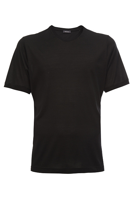 Шелковая футболка черного цвета для мужчин бренда Meucci (Италия), арт. 22FRTL4742 BLACK - фото. Цвет: Черный. Купить в интернет-магазине https://shop.meucci.ru
