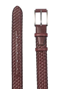 Кожаный ремень плетеный бордовый (201068309-460)