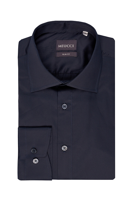 Модная мужская рубашка темно-синего цвета  арт. SL 9020 R 0991 BAS/231129 от Meucci (Италия) - фото. Цвет: Темно-синий.
