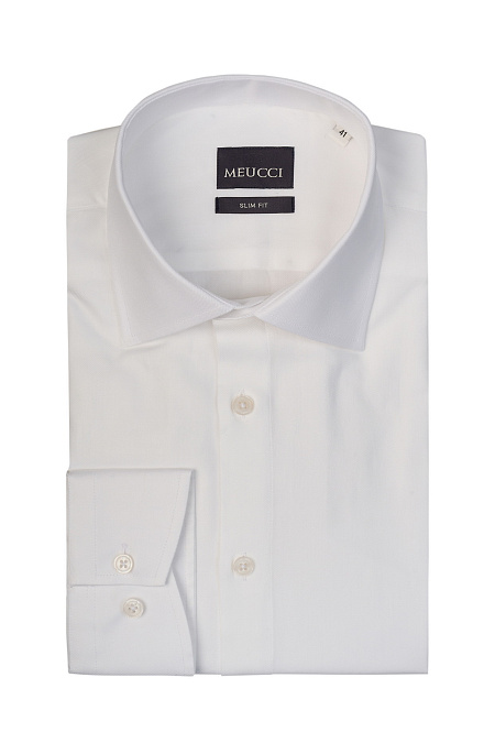 Модная мужская рубашка белого цвета  арт. SL 9020 RL 0191 BAS/231106 от Meucci (Италия) - фото. Цвет: Белый.
