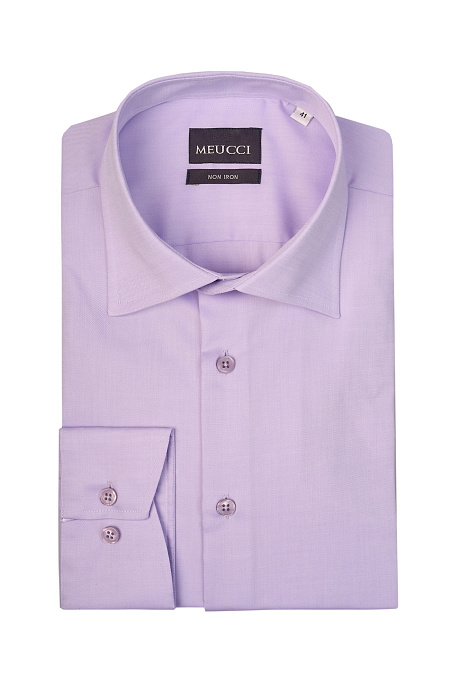Модная мужская рубашка сиреневого цвета с эффектом non iron  арт. SL 9020 R 0791 NON/231130 от Meucci (Италия) - фото. Цвет: Сиреневый.
