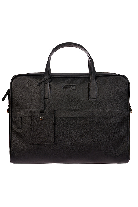 Кожаная сумка-портфель черного цвета  для мужчин бренда Meucci (Италия), арт. О-78183 Black - фото. Цвет: Черный. Купить в интернет-магазине https://shop.meucci.ru
