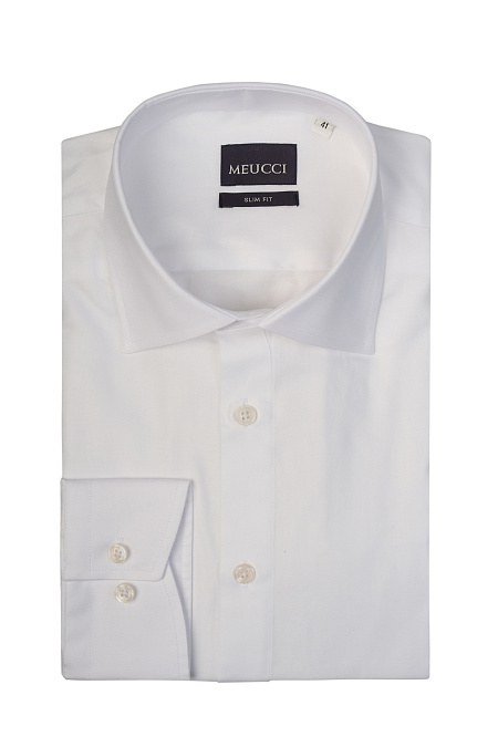 Модная мужская рубашка белого цвета  арт. SL 9020 RL 0191 BAS/231105 от Meucci (Италия) - фото. Цвет: Белый.
