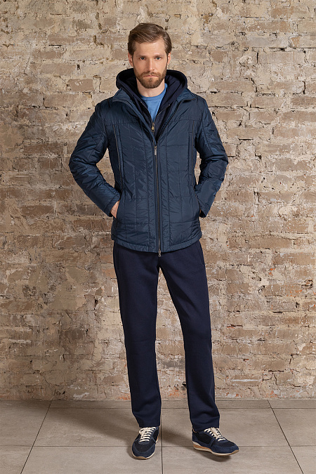 Короткая утепленная стеганая куртка  для мужчин бренда Meucci (Италия), арт. 4330 - фото. Цвет: Синий. Купить в интернет-магазине https://shop.meucci.ru
