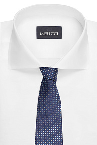 Темно-синий галстук из шелка с мелким цветным орнаментом (EKM212202-15)