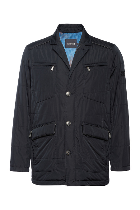 Утепленная стеганая куртка-пиджак  для мужчин бренда Meucci (Италия), арт. 4919 - фото. Цвет: Темно-синий. Купить в интернет-магазине https://shop.meucci.ru
