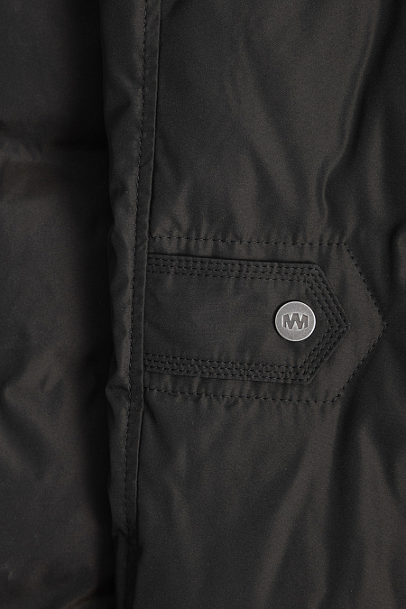 Удлиненный пуховик-пальто  для мужчин бренда Meucci (Италия), арт. 7101 - фото. Цвет: Темно-коричневый с зеленоватым отливом. Купить в интернет-магазине https://shop.meucci.ru
