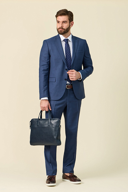 Сумка-портфель темно-синего цвета  для мужчин бренда Meucci (Италия), арт. О-78184 Blue - фото. Цвет: Темно-синий. Купить в интернет-магазине https://shop.meucci.ru

