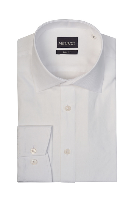 Модная мужская рубашка белая с микродизайном арт. SL 9020 RL 0191 BAS/231107 от Meucci (Италия) - фото. Цвет: Белый, микродизайн.
