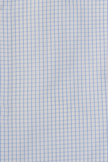 Модная мужская рубашка в бело-голубую клетку  арт. SL 9020 RL 0291 CEL/231118 от Meucci (Италия) - фото. Цвет: Белый в голубую клетку.

